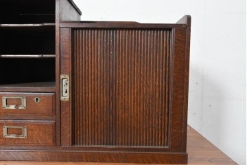 和製アンティーク　ナラ材　木目豊かなシャッター付き小引き出し　(R-087231)