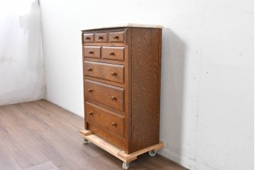 中古　美品　三越家具(現カントリーハウス)　Brugge(ブルージュ)　楢(ナラ)材　天板大理石　上品な大理石天板のクラシックチェスト　(R-087233)