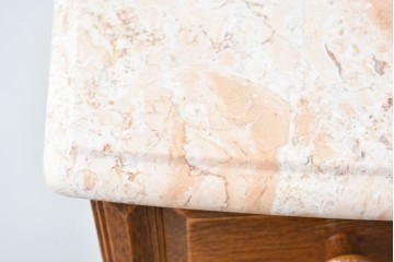 中古　美品　三越家具(現カントリーハウス)　Brugge(ブルージュ)　楢(ナラ)材　天板大理石　上品な大理石天板のクラシックチェスト　(R-087233)