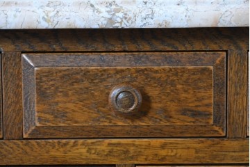 中古　美品　三越家具(現カントリーハウス)　Brugge(ブルージュ)　楢(ナラ)材　天板大理石　上品な大理石天板のクラシックチェスト　(R-087233)