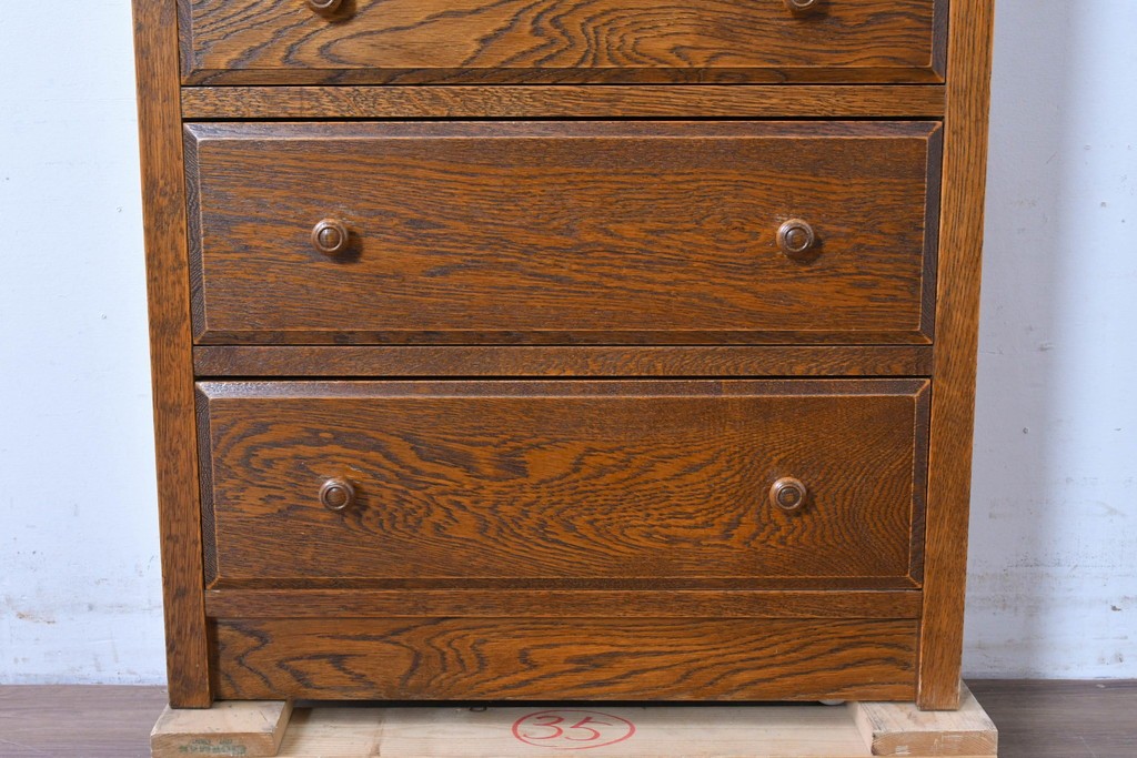 中古　美品　三越家具(現カントリーハウス)　Brugge(ブルージュ)　楢(ナラ)材　天板大理石　上品な大理石天板のクラシックチェスト　(R-087233)