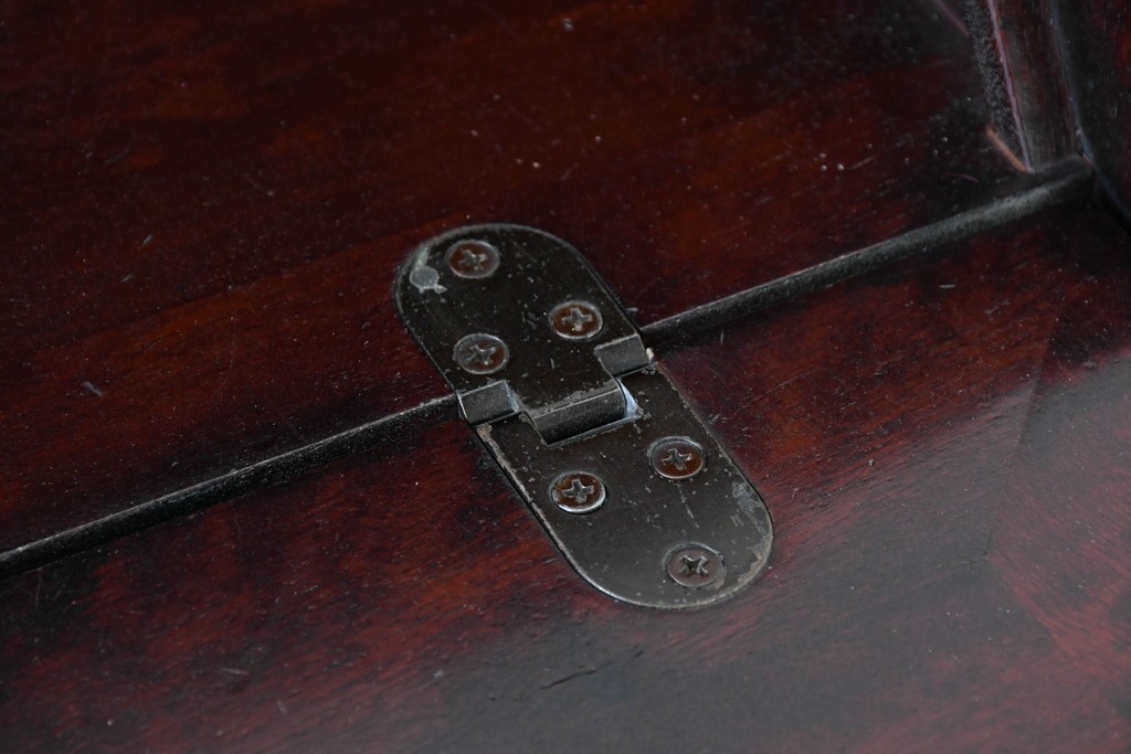 中古　国産職人手作り　深みのある赤褐色の木色が美しいライティングビューロー (R-087236)