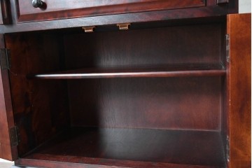 中古　国産職人手作り　深みのある赤褐色の木色が美しいライティングビューロー (R-087236)