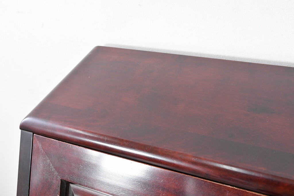 中古　国産職人手作り　深みのある赤褐色の木色が美しいライティングビューロー (R-087236)