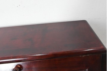 中古　国産職人手作り　深みのある赤褐色の木色が美しいライティングビューロー (R-087236)