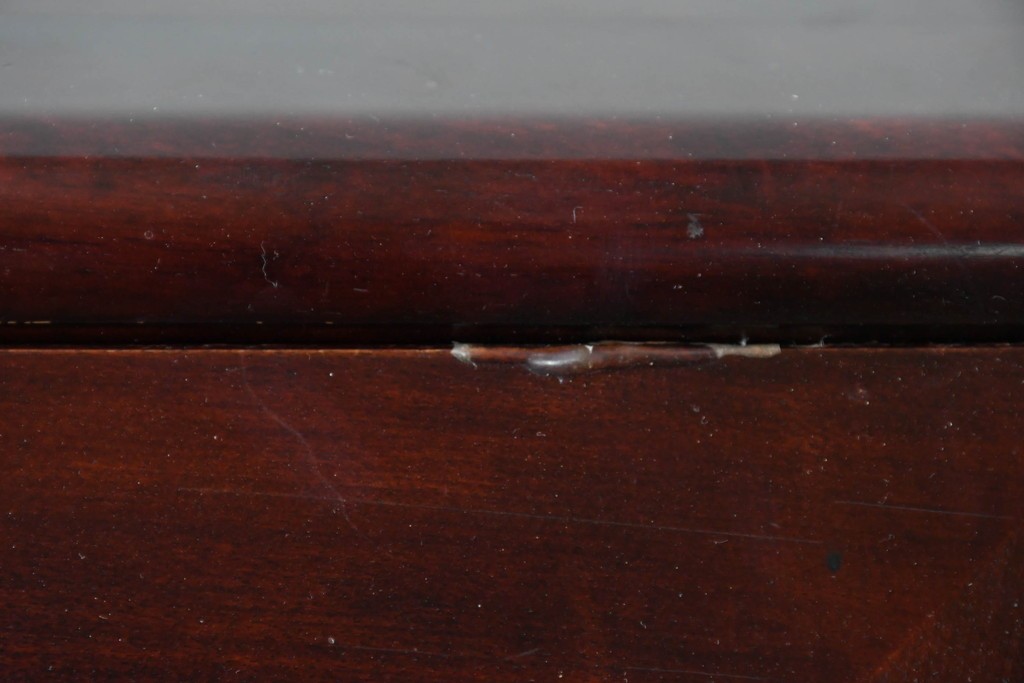 中古　国産職人手作り　深みのある赤褐色の木色が美しいライティングビューロー (R-087236)