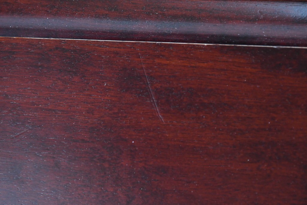 中古　国産職人手作り　深みのある赤褐色の木色が美しいライティングビューロー (R-087236)