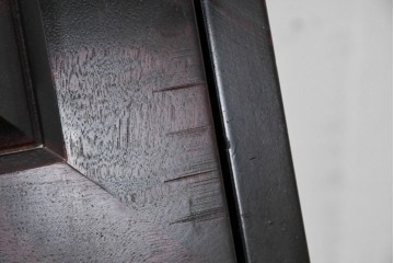 中古　国産職人手作り　深みのある赤褐色の木色が美しいライティングビューロー (R-087236)