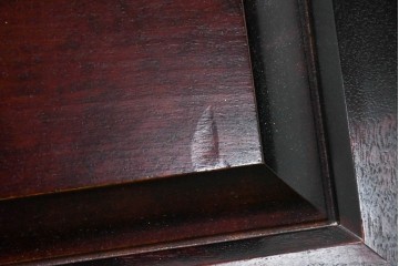 中古　国産職人手作り　深みのある赤褐色の木色が美しいライティングビューロー (R-087236)