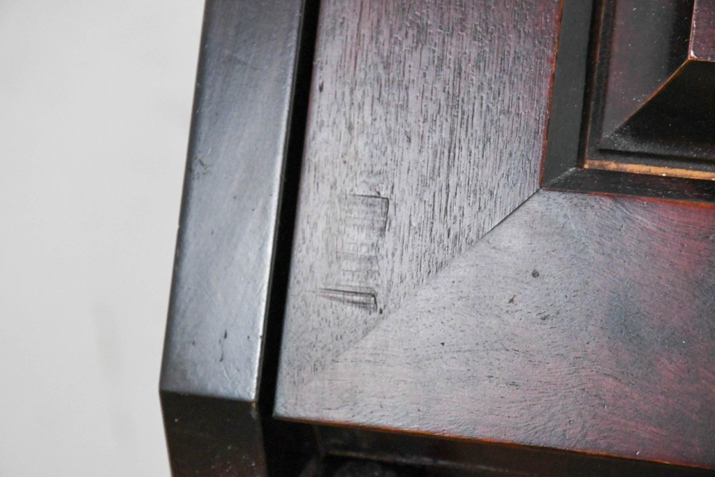 中古　国産職人手作り　深みのある赤褐色の木色が美しいライティングビューロー (R-087236)