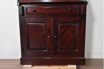 中古　国産職人手作り　深みのある赤褐色の木色が美しいライティングビューロー (R-087236)