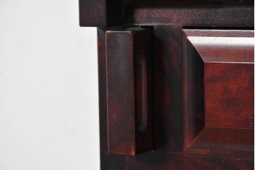 中古　国産職人手作り　深みのある赤褐色の木色が美しいライティングビューロー (R-087236)