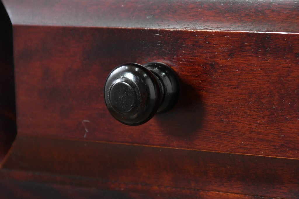 中古　国産職人手作り　深みのある赤褐色の木色が美しいライティングビューロー (R-087236)