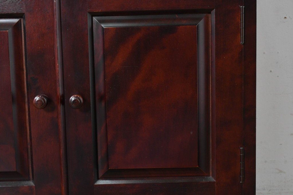 中古　国産職人手作り　深みのある赤褐色の木色が美しいライティングビューロー (R-087236)