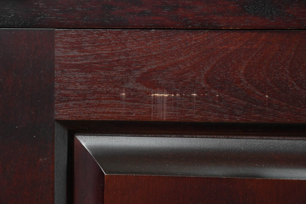中古　国産職人手作り　深みのある赤褐色の木色が美しいライティングビューロー (R-087236)