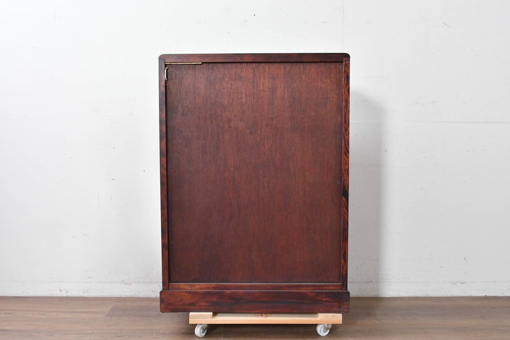 中古　国産職人手作り　深みのある赤褐色の木色が美しいライティングビューロー (R-087236)