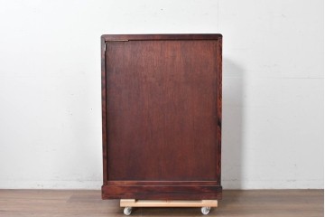 中古　国産職人手作り　深みのある赤褐色の木色が美しいライティングビューロー (R-087236)