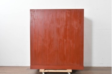 中古　美品　加茂桐箪笥　総漆塗り(朱塗り・根来風漆塗り)の雅な衣装箪笥　定価約150万円　(R-087242)