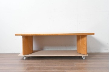 中古　SPLENDOR(スプレンダー)　バーズアイ　曲線脚と杢目の表情を楽しめる天板が魅力のなローテーブル　定価約20万円　(R-087244)