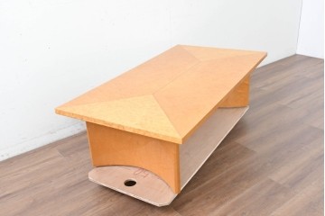 中古　SPLENDOR(スプレンダー)　バーズアイ　曲線脚と杢目の表情を楽しめる天板が魅力のなローテーブル　定価約20万円　(R-087244)