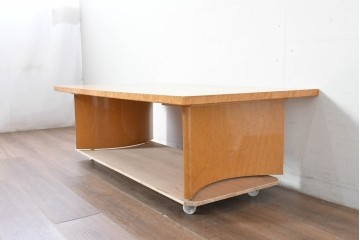 中古　SPLENDOR(スプレンダー)　バーズアイ　曲線脚と杢目の表情を楽しめる天板が魅力のなローテーブル　定価約20万円　(R-087244)