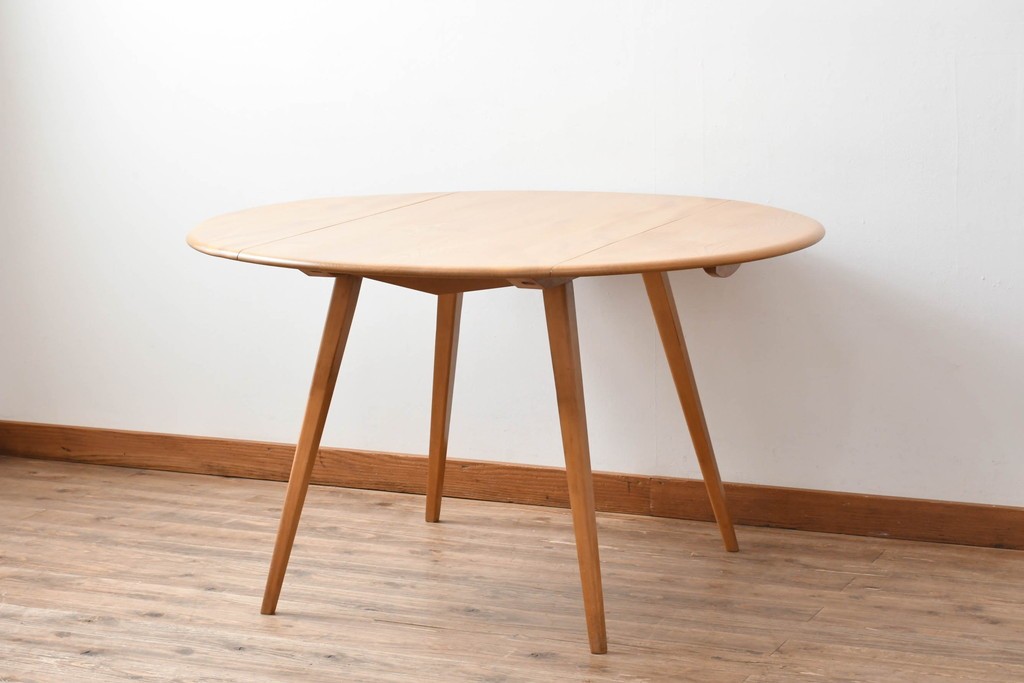 イギリスビンテージ　ERCOL(アーコール)　シンプルで扱いやすいドロップリーフテーブル　(R-087245)