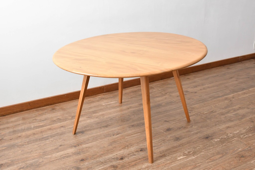イギリスビンテージ　ERCOL(アーコール)　シンプルで扱いやすいドロップリーフテーブル　(R-087245)
