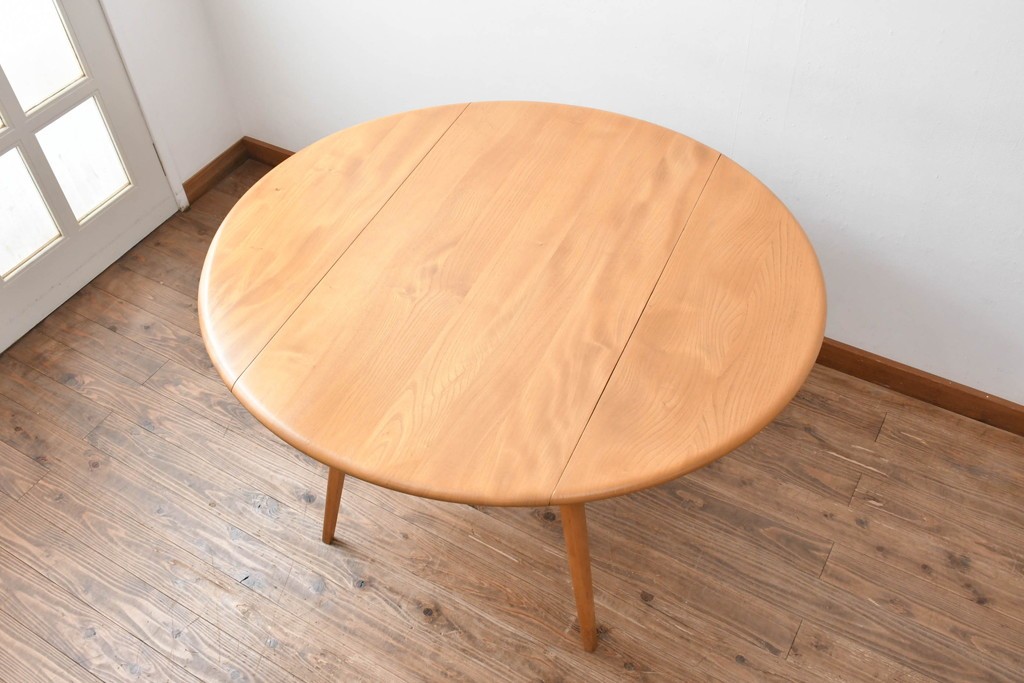 イギリスビンテージ　ERCOL(アーコール)　シンプルで扱いやすいドロップリーフテーブル　(R-087245)