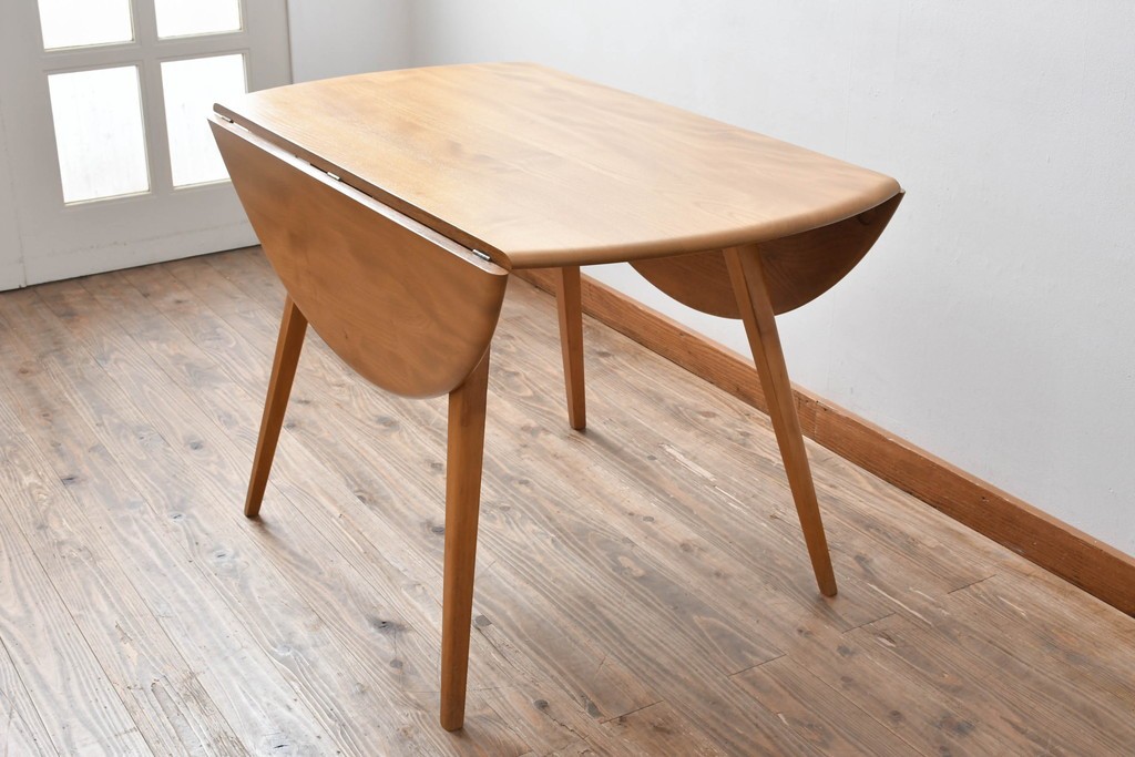 イギリスビンテージ　ERCOL(アーコール)　シンプルで扱いやすいドロップリーフテーブル　(R-087245)
