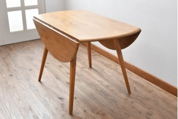 イギリスビンテージ　ERCOL(アーコール)　シンプルで扱いやすいドロップリーフテーブル　(R-087245)