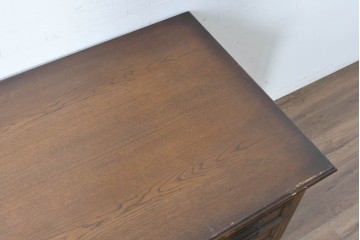 和製ヴィンテージ　国産　ナラ材　収納力に優れた使い勝手の良い両袖デスク　(R-087246)