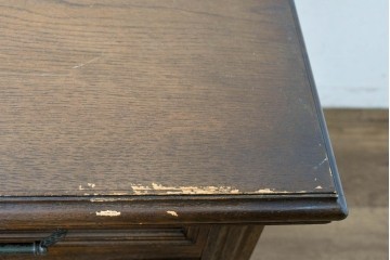 和製ヴィンテージ　国産　ナラ材　収納力に優れた使い勝手の良い両袖デスク　(R-087246)