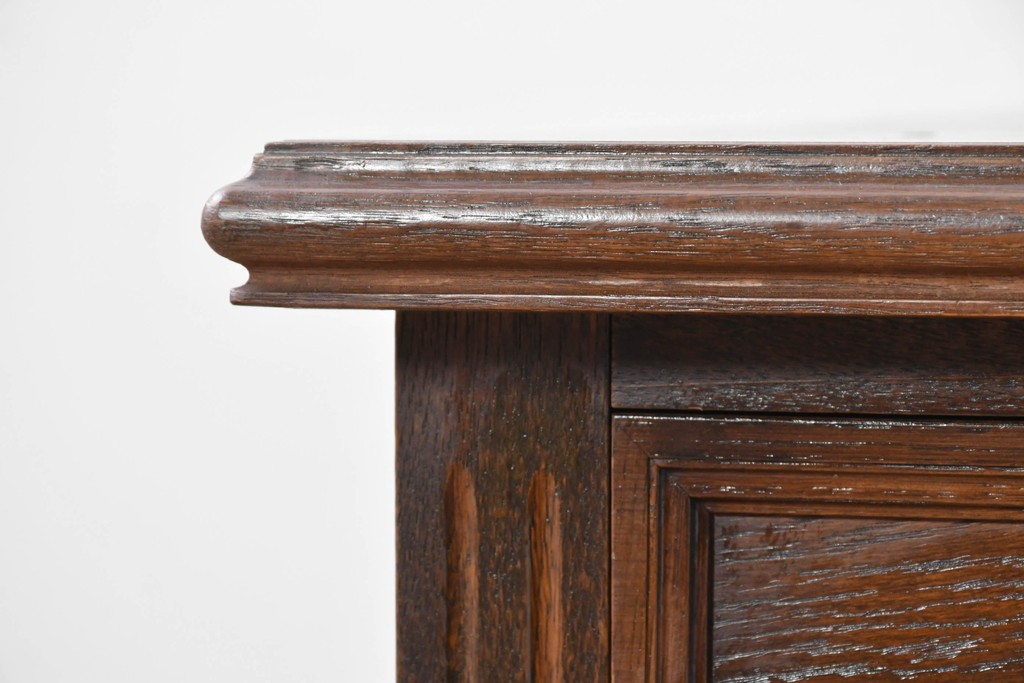 和製ヴィンテージ　国産　ナラ材　収納力に優れた使い勝手の良い両袖デスク　(R-087246)