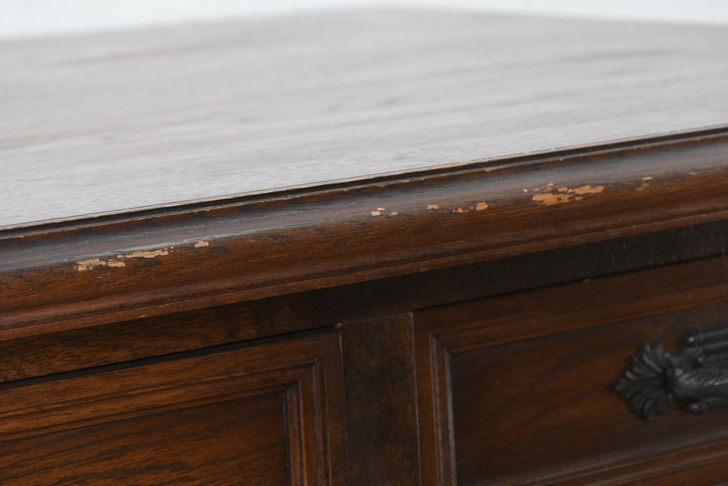 和製ヴィンテージ　国産　ナラ材　収納力に優れた使い勝手の良い両袖デスク　(R-087246)