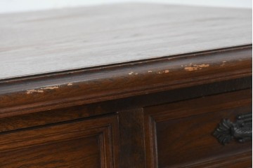 和製ヴィンテージ　国産　ナラ材　収納力に優れた使い勝手の良い両袖デスク　(R-087246)