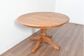 中古　アメリカ　ETHAN ALLEN(イーセンアーレン)　アメリカンカントリー　アンティーク調の素朴な風合いが魅力のエクステンションテーブル　(R-087247)