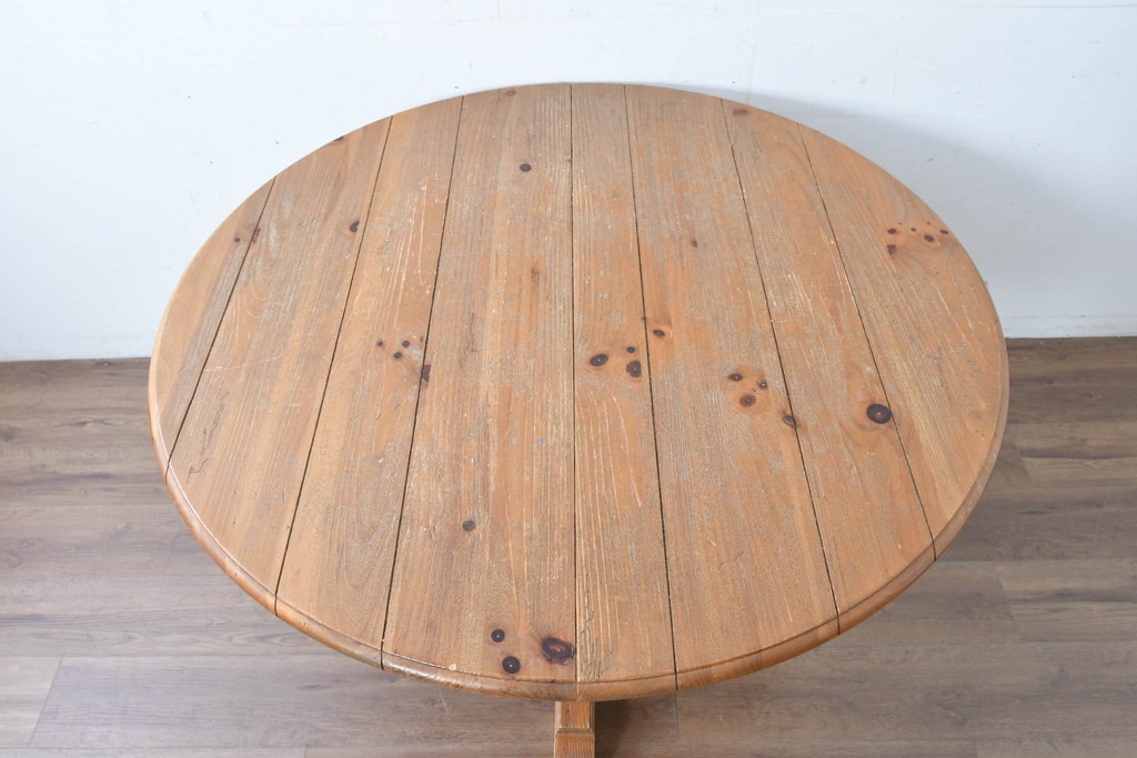 中古　アメリカ　ETHAN ALLEN(イーセンアーレン)　アメリカンカントリー　アンティーク調の素朴な風合いが魅力のエクステンションテーブル　(R-087247)