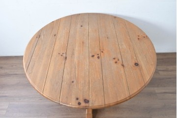 中古　アメリカ　ETHAN ALLEN(イーセンアーレン)　アメリカンカントリー　アンティーク調の素朴な風合いが魅力のエクステンションテーブル　(R-087247)