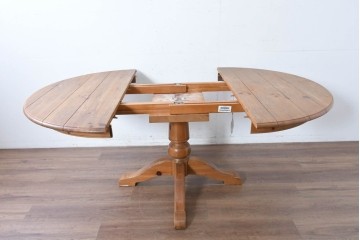 中古　アメリカ　ETHAN ALLEN(イーセンアーレン)　アメリカンカントリー　アンティーク調の素朴な風合いが魅力のエクステンションテーブル　(R-087247)