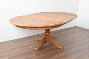 中古　アメリカ　ETHAN ALLEN(イーセンアーレン)　アメリカンカントリー　アンティーク調の素朴な風合いが魅力のエクステンションテーブル　(R-087247)