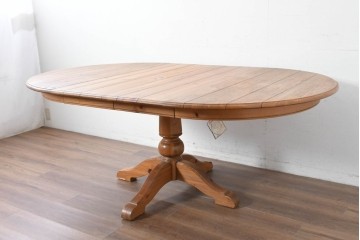 中古　アメリカ　ETHAN ALLEN(イーセンアーレン)　アメリカンカントリー　アンティーク調の素朴な風合いが魅力のエクステンションテーブル　(R-087247)