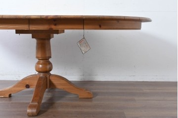 中古　アメリカ　ETHAN ALLEN(イーセンアーレン)　アメリカンカントリー　アンティーク調の素朴な風合いが魅力のエクステンションテーブル　(R-087247)