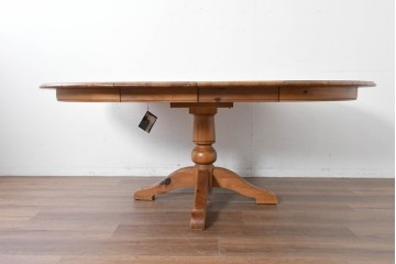 中古　アメリカ　ETHAN ALLEN(イーセンアーレン)　アメリカンカントリー　アンティーク調の素朴な風合いが魅力のエクステンションテーブル　(R-087247)