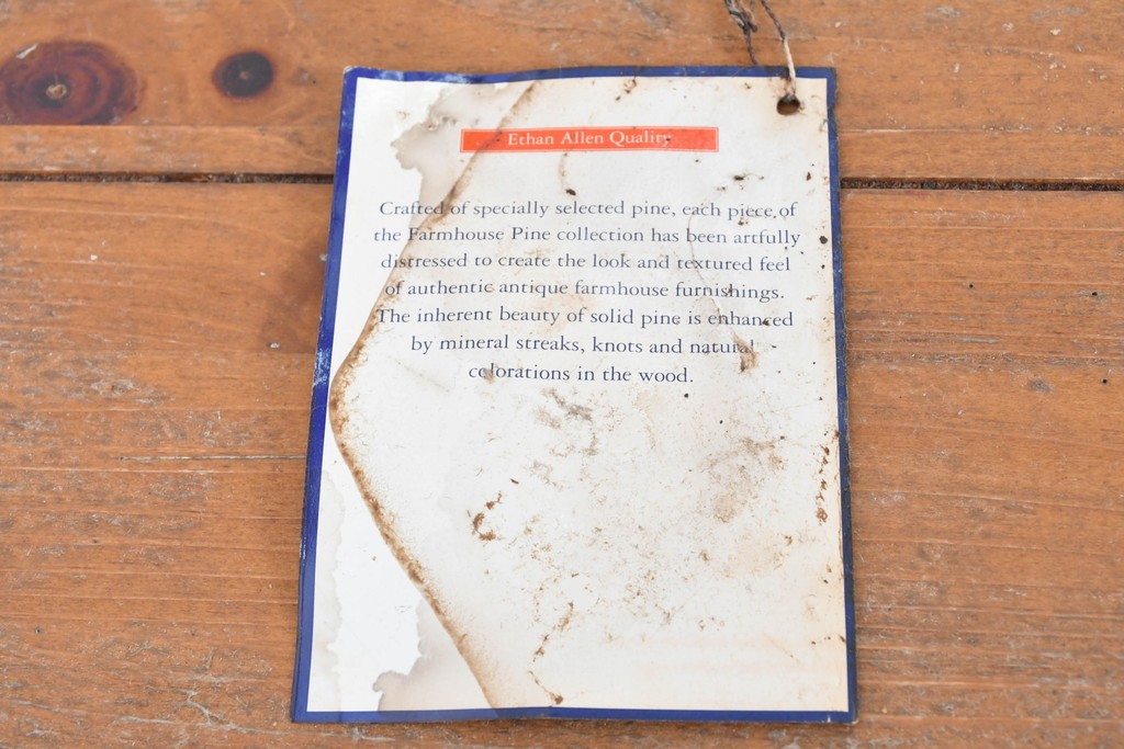 中古　アメリカ　ETHAN ALLEN(イーセンアーレン)　アメリカンカントリー　アンティーク調の素朴な風合いが魅力のエクステンションテーブル　(R-087247)