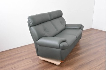 中古　FALIO JAPAN取扱い　ASE社　本革　ゆったりくつろげる2人掛けソファ　(R-087249)