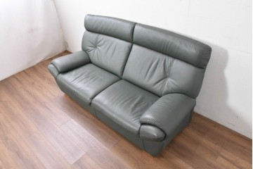 中古　FALIO JAPAN取扱い　ASE社　本革　ゆったりくつろげる2人掛けソファ　定価約29万円　(R-087250)