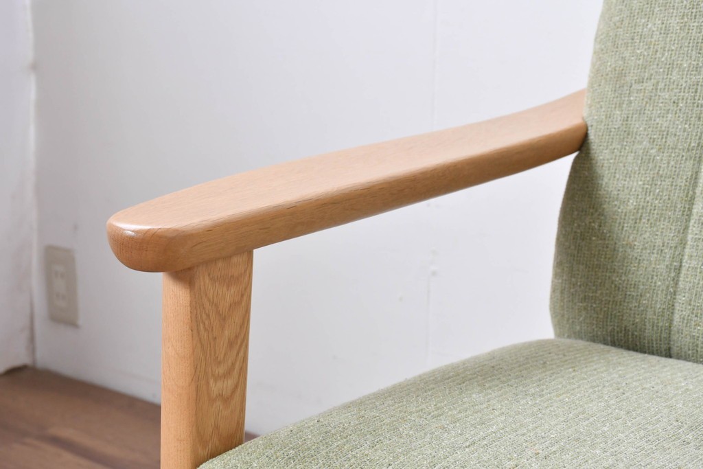 中古　美品　浜本工芸　S-1000　オーク材　ナチュラルなリビングチェア　(R-087251)