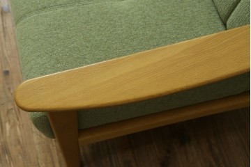 中古　美品　浜本工芸　S-1000　ナラ材　軽量コンパクトな快適2人掛けソファ　(R-087251)