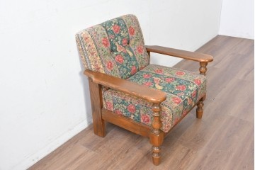 中古　カントリーハウス　Brugge(ブルージュ)　優雅な花鳥柄の一人掛けソファ　定価約19万円　(R-087255)