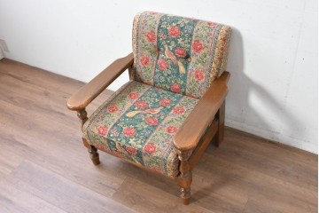 中古　カントリーハウス　Brugge(ブルージュ)　優雅な花鳥柄の一人掛けソファ　定価約19万円　(R-087255)